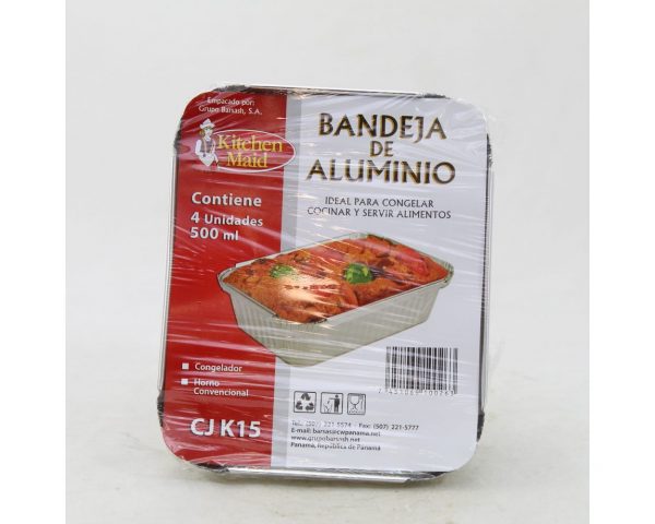 Bandeja desechable de aluminio 500ml 14.5x11.5x5cm CJ K15 gb-0263