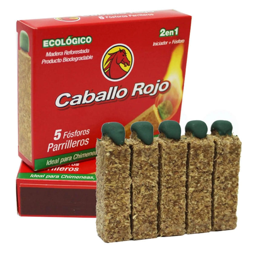 Caballo Rojo Fosforos Parrilleros 5 unidades (A)