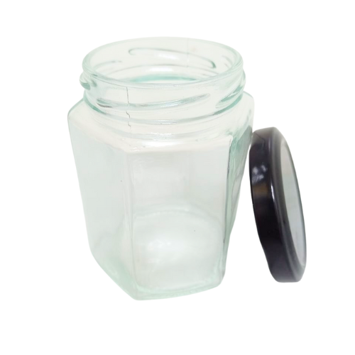 Ivana Envase Hexagonal con tapa negra 6oz 180ml (A)